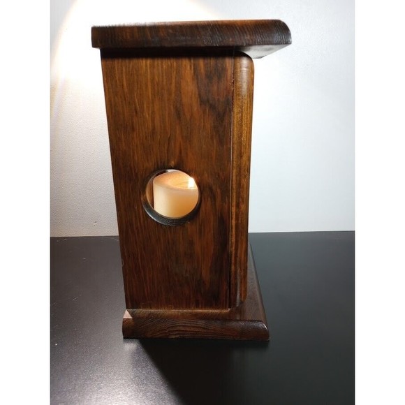 Vintage Owl Glass Wooden Lantern Box Candle Holder Brown - Picture 6 of 14